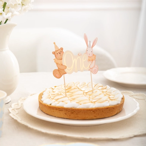 Topper na dort One medvídek a zajíček na 1. narozeniny