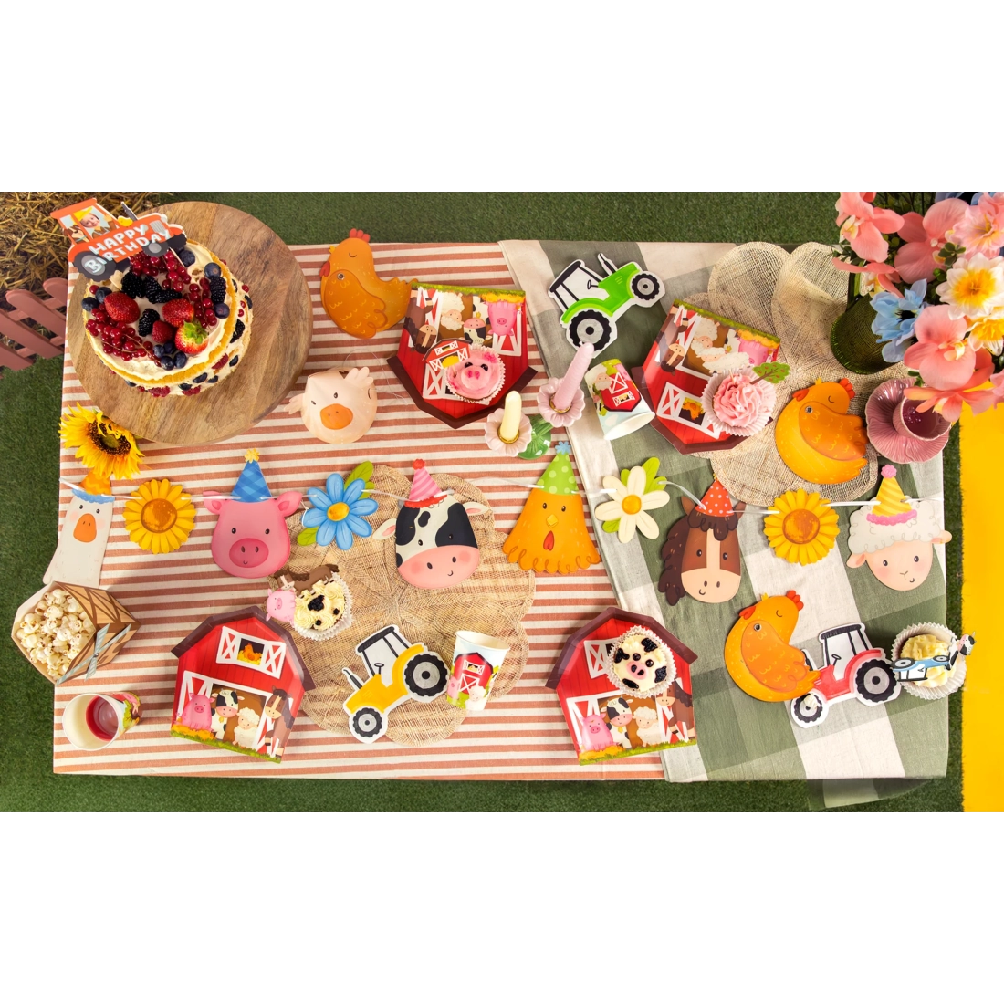 Leseni dekorativni topperji za torto farma, 9 kosov