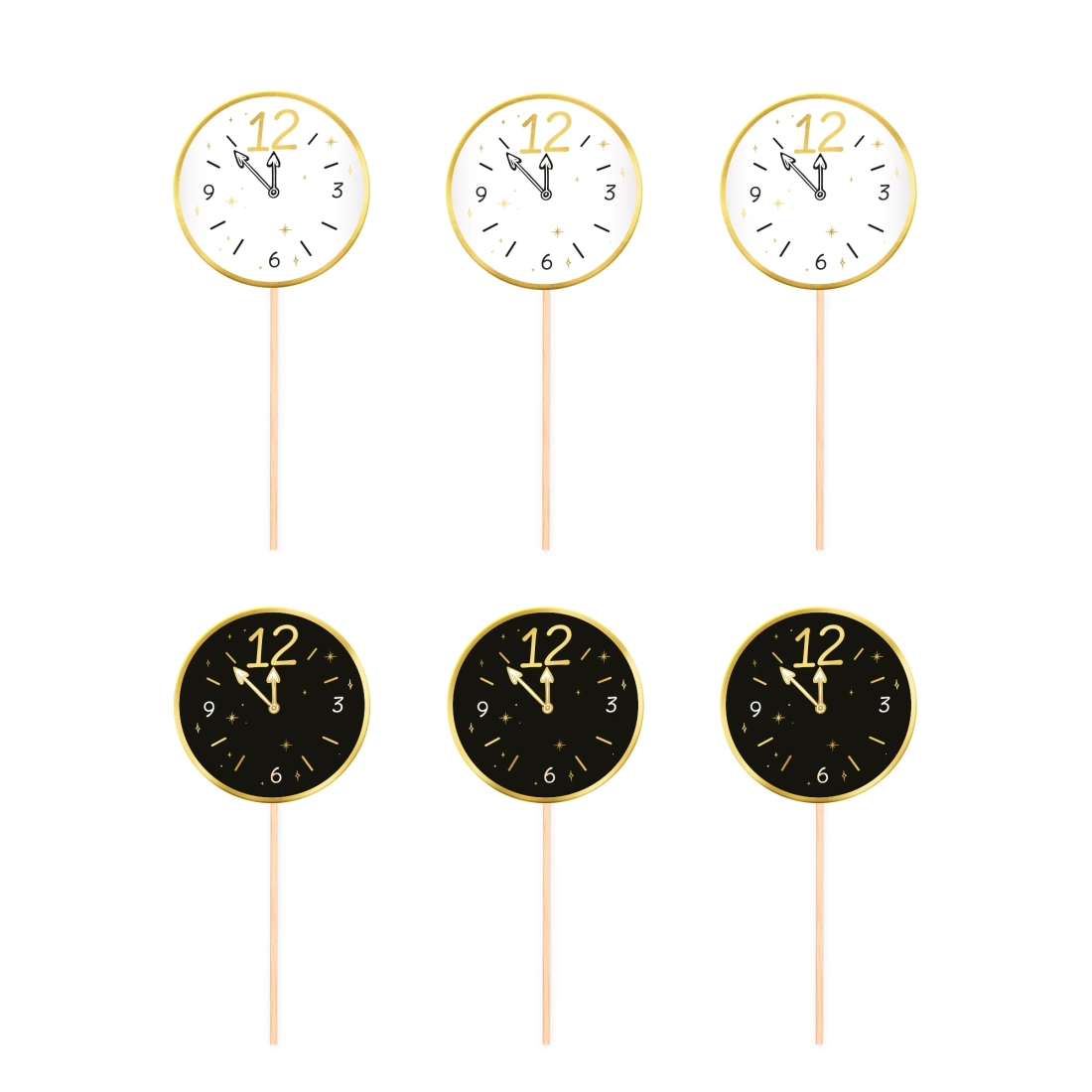 Toppery na dort Happy New Year hodiny 6 ks