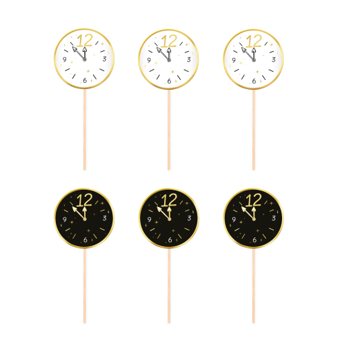 Toppery na tortu Happy New Year hodiny 6 ks