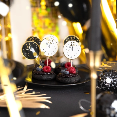 Toppery na dort Happy New Year hodiny 6 ks