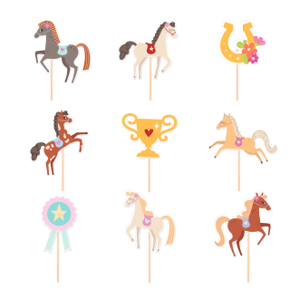 Topperji za torto konjički, komplet 9 kosov