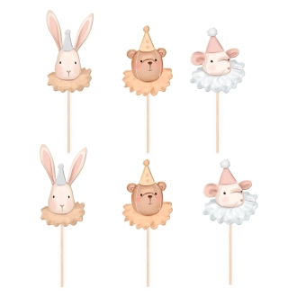 Toppery na dort králík medvídek myška baby 6 ks