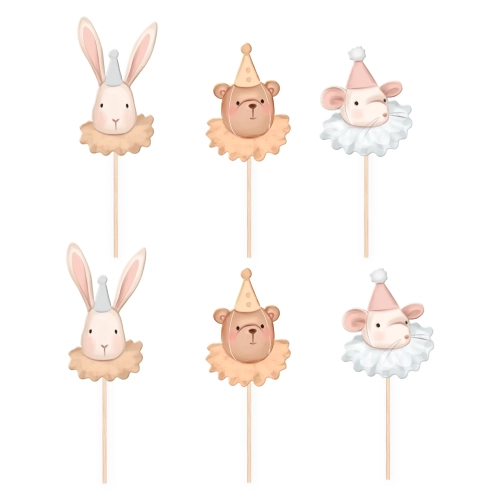 Tortadísz topper szett nyuszi, maci, egér, baby – 6 db
