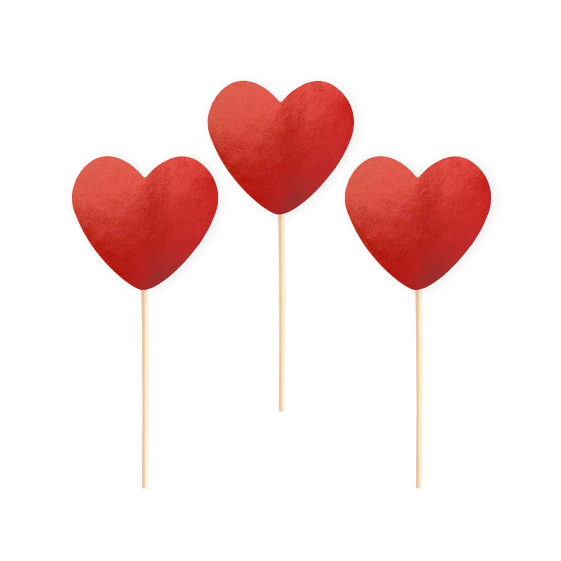 Topper pentru tort cu inimi roșii, 6 buc.