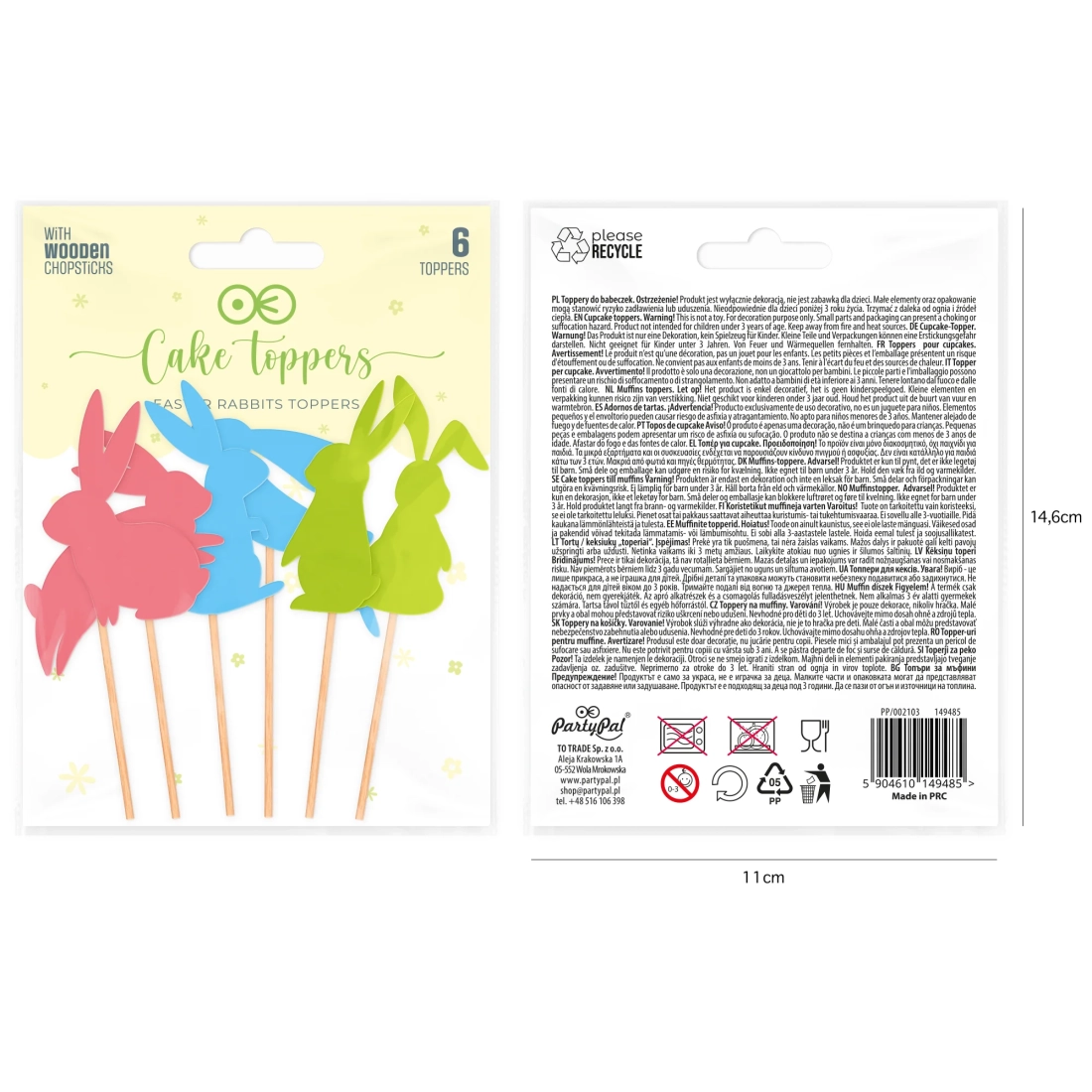 Topper tort iepurași, set 6 buc.