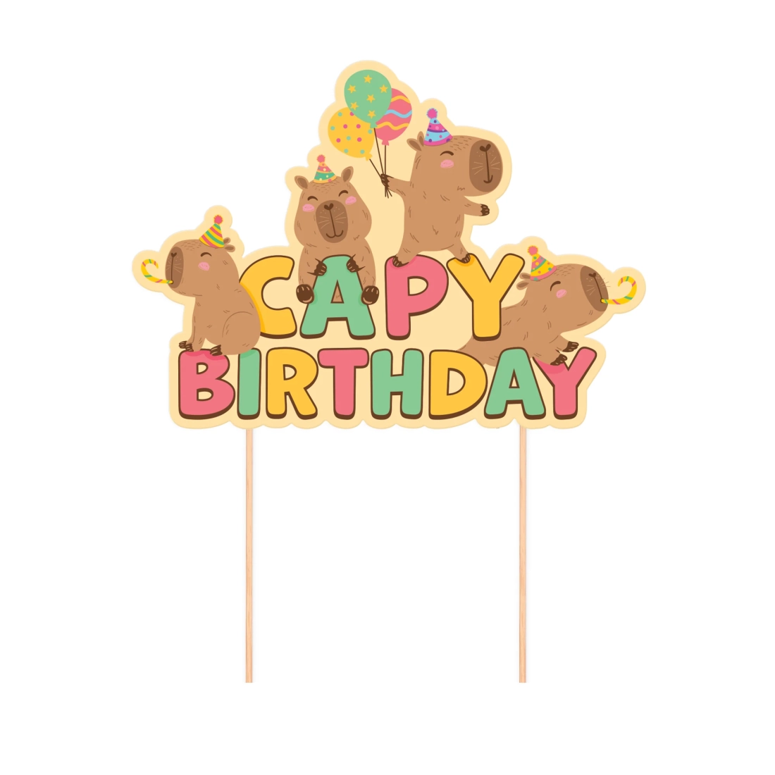 Tortový zápich Kapibara Capy Birthday 20,5x14,5 cm