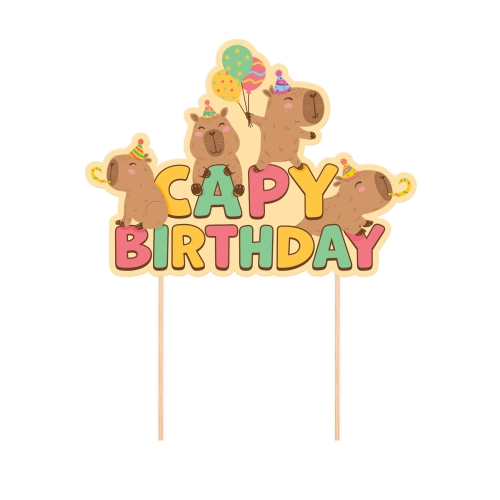 Tortový zápich Kapibara Capy Birthday 20,5x14,5 cm