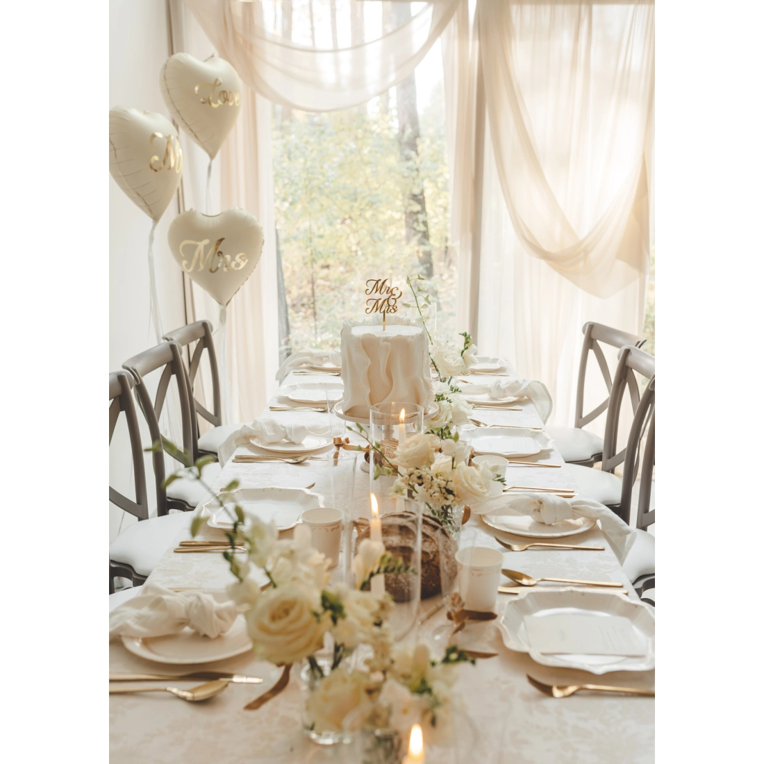 Topper per torta MR & MRS in acrilico dorato