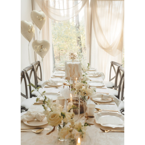 Akrilni zlatni ukras za tortu MR & MRS