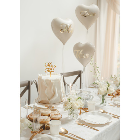 Akrilni zlatni ukras za tortu MR & MRS