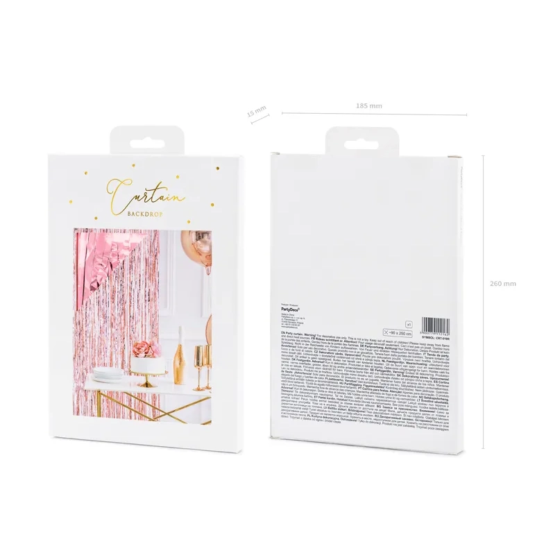 Draperie sclipitoare pentru petrecere, roz auriu, 90x250 cm – perdea decorativă