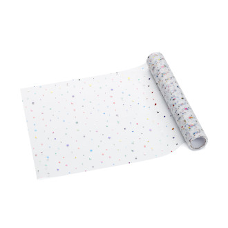 Tilast tekač za mizo v beli barvi z zvezdicami in lunicami 35x900 cm