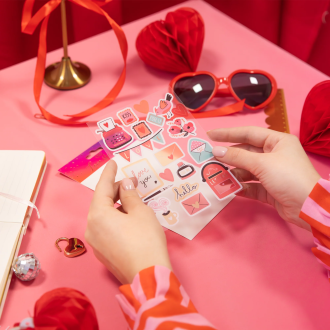 Valentínske samolepky love mix 18 ks