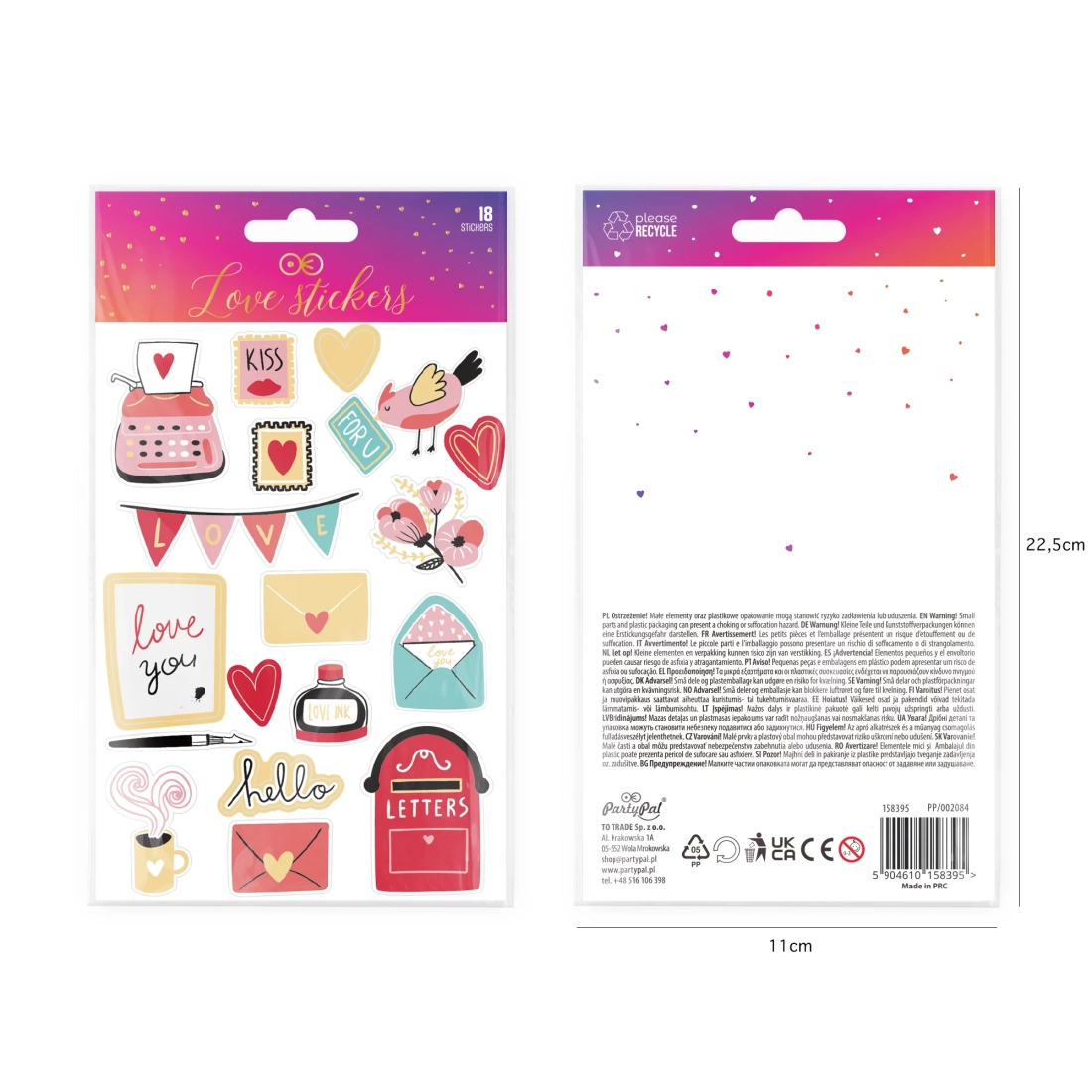 Stickere de Valentine love mix, set 18 bucățí