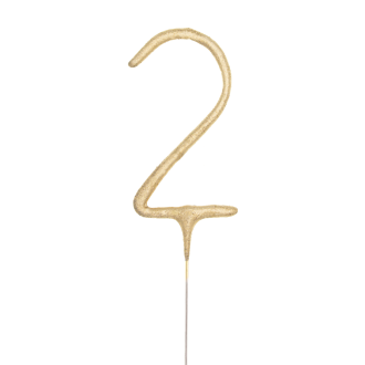 Velika zlata tortna iskrica v obliki številke 2