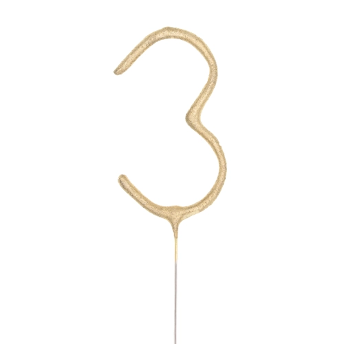 Nagy arany tortagyertya szikraszökőkút, 3-as szám alakú