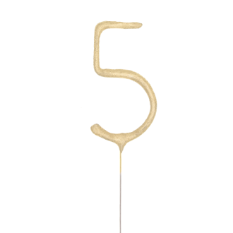 Velika zlata tortna iskrica v obliki številke 5