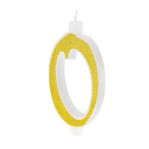 Nagy arany tortagyertya csillámokkal, 0 szám