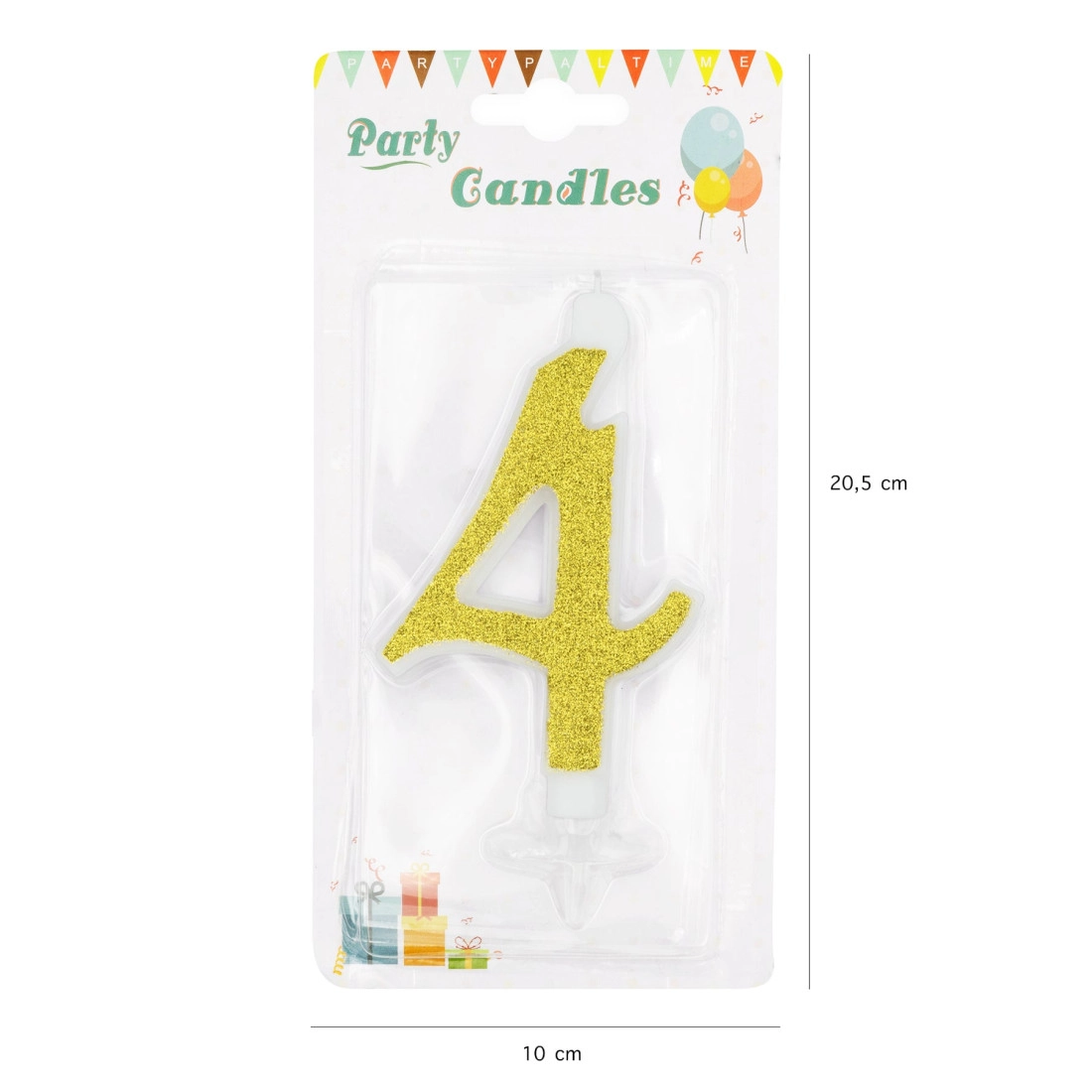 Lumânare mare aurie cu sclipici, cifra 4