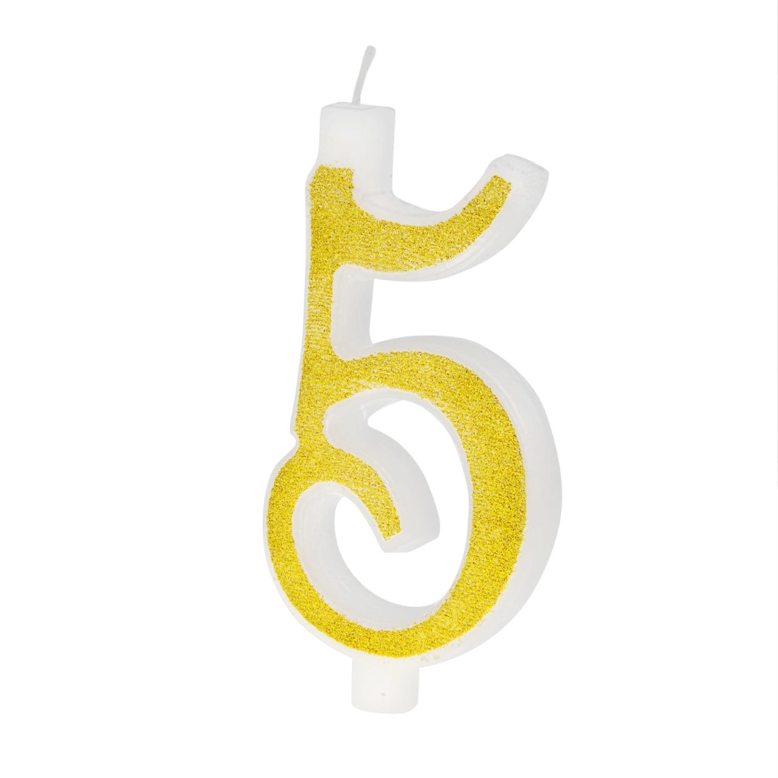 Nagy arany, csillámos tortagyertya – 5 szám