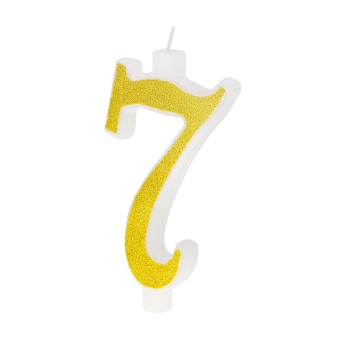 Nagy arany tortagyertya csillámokkal, 7-es szám