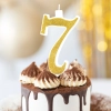Lumânare aurie mare pentru tort cu sclipici, cifra 7