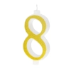 Lumânare mare aurie pentru tort cu sclipici, cifra 8