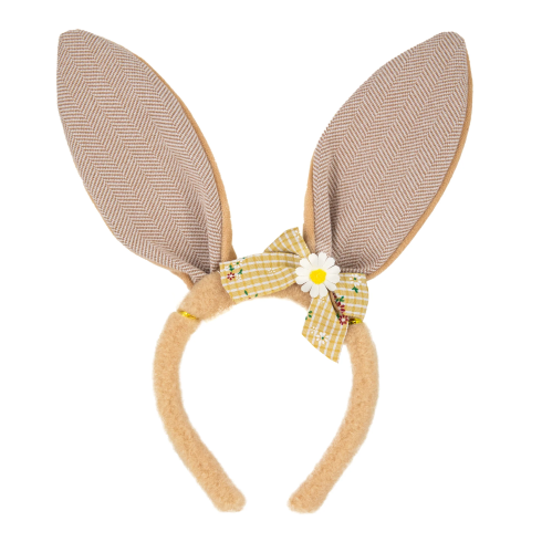 Veľkonočná čelenka zajačie uši s mašličkou béžová