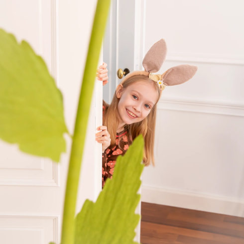 Veľkonočná čelenka zajačie uši s mašličkou béžová