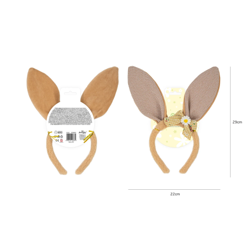 Veľkonočná čelenka zajačie uši s mašličkou béžová