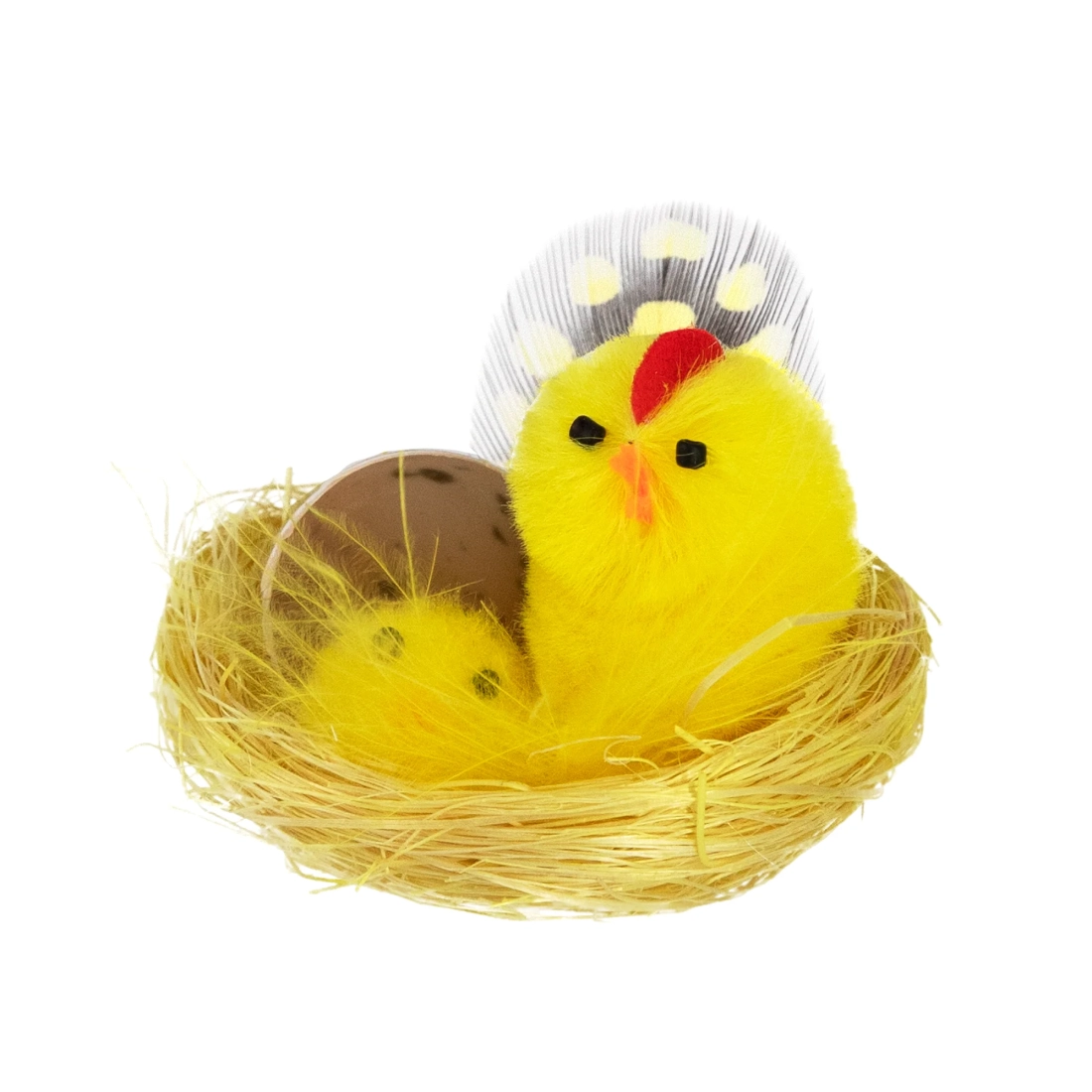 Decorațiune de Paște cocoș și puișor în coș, set 2 buc.