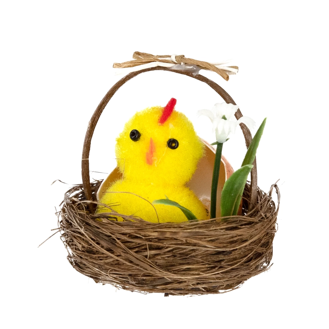 Decorațiune de Paște cocoș în coș, set 2 bucăți