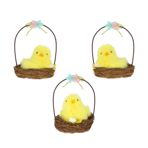 Decorațiune de Paște coșuleț cu puișori galbeni