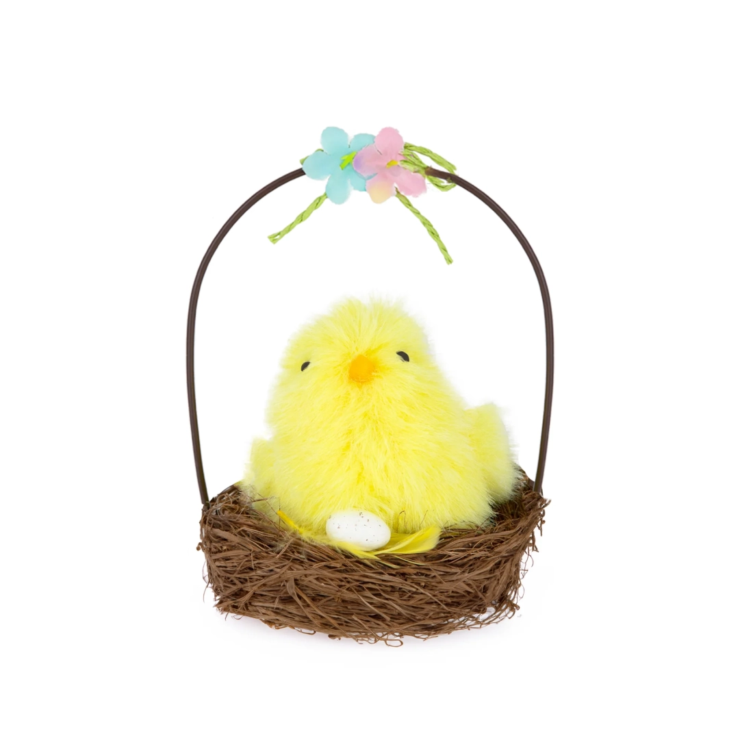 Decorațiune de Paște coșuleț cu puișori galbeni