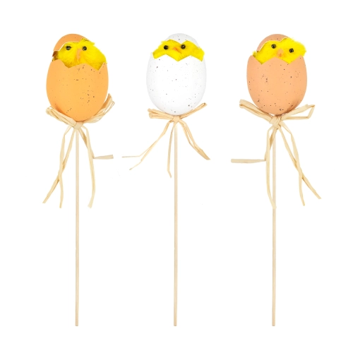 Velikonoční dekorace kuřátko na tyčce mix barev