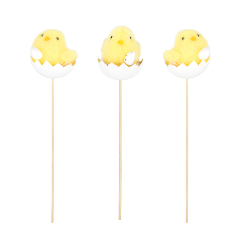 Veľkonočná dekorácia kuriatko v škrupinke na paličke