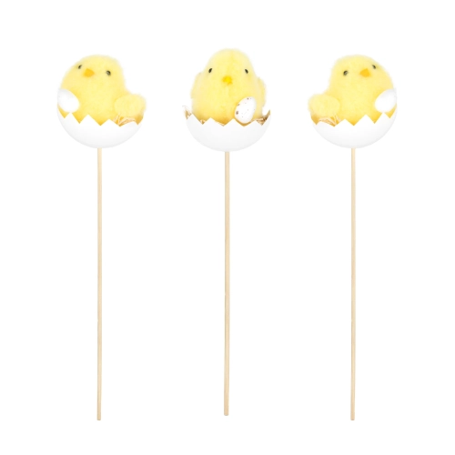 Veľkonočná dekorácia kuriatko v škrupinke na paličke
