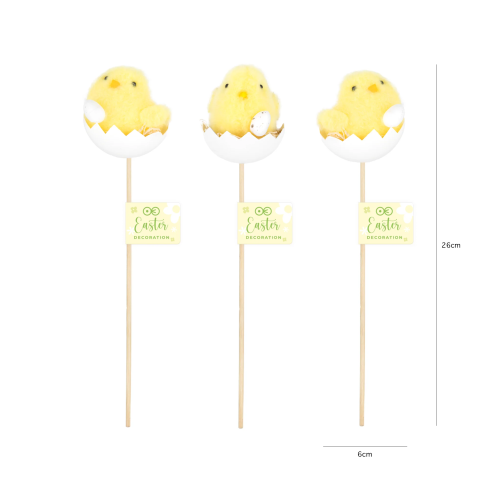 Veľkonočná dekorácia kuriatko v škrupinke na paličke