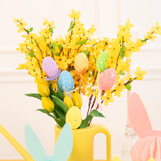 Veľkonočná dekorácia vajíčka na špajli mix farieb 6 ks