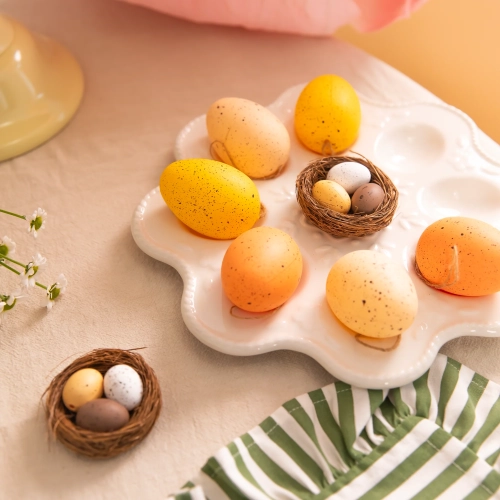 Decorațiune de Paște ouă în cuib, maro, set 2 buc.