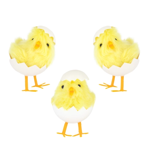 Decorațiune de Paște puișor galben în coajă de ou 8 cm