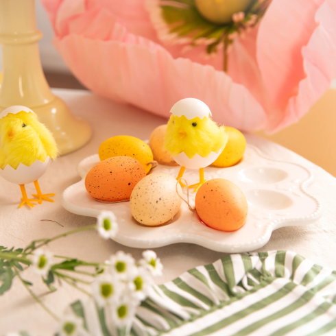 Veľkonočná dekorácia žlté kuriatko v škrupinke 8 cm