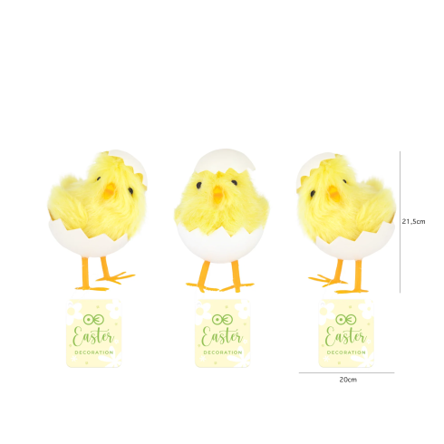 Veľkonočná dekorácia žlté kuriatko v škrupinke 8 cm