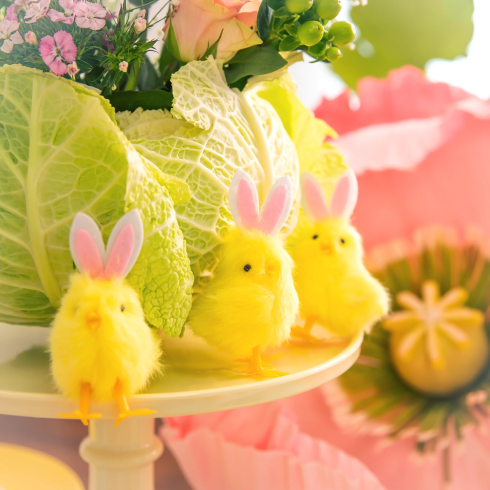 Veľkonočná dekorácia žlté kuriatko zajac 10 cm