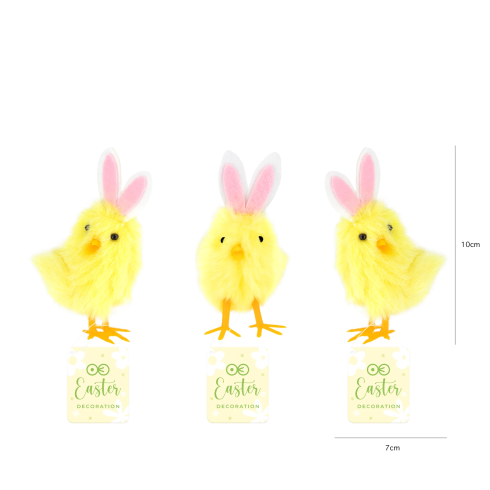 Veľkonočná dekorácia žlté kuriatko zajac 10 cm