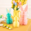 Decorațiune de Paște tip honeycomb cu iepurași, set 3 bucăți