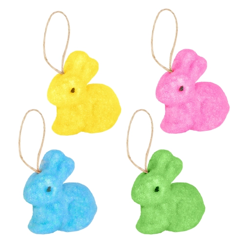 Velikonoční závěsná dekorace zajíčci s třpytkami 4 ks