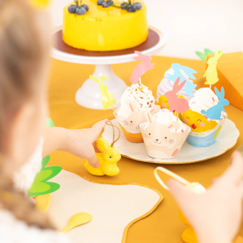 Veľkonočná závesná dekorácia zajačiky s trblietkami 4 ks