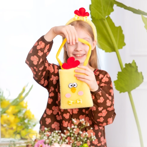 Punguță cadou de Paște cu puișor 13x17 cm